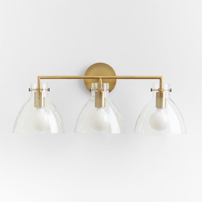 Dakota Brass 3-Light Wall Sconce with Clear Glass Dome - Image 0