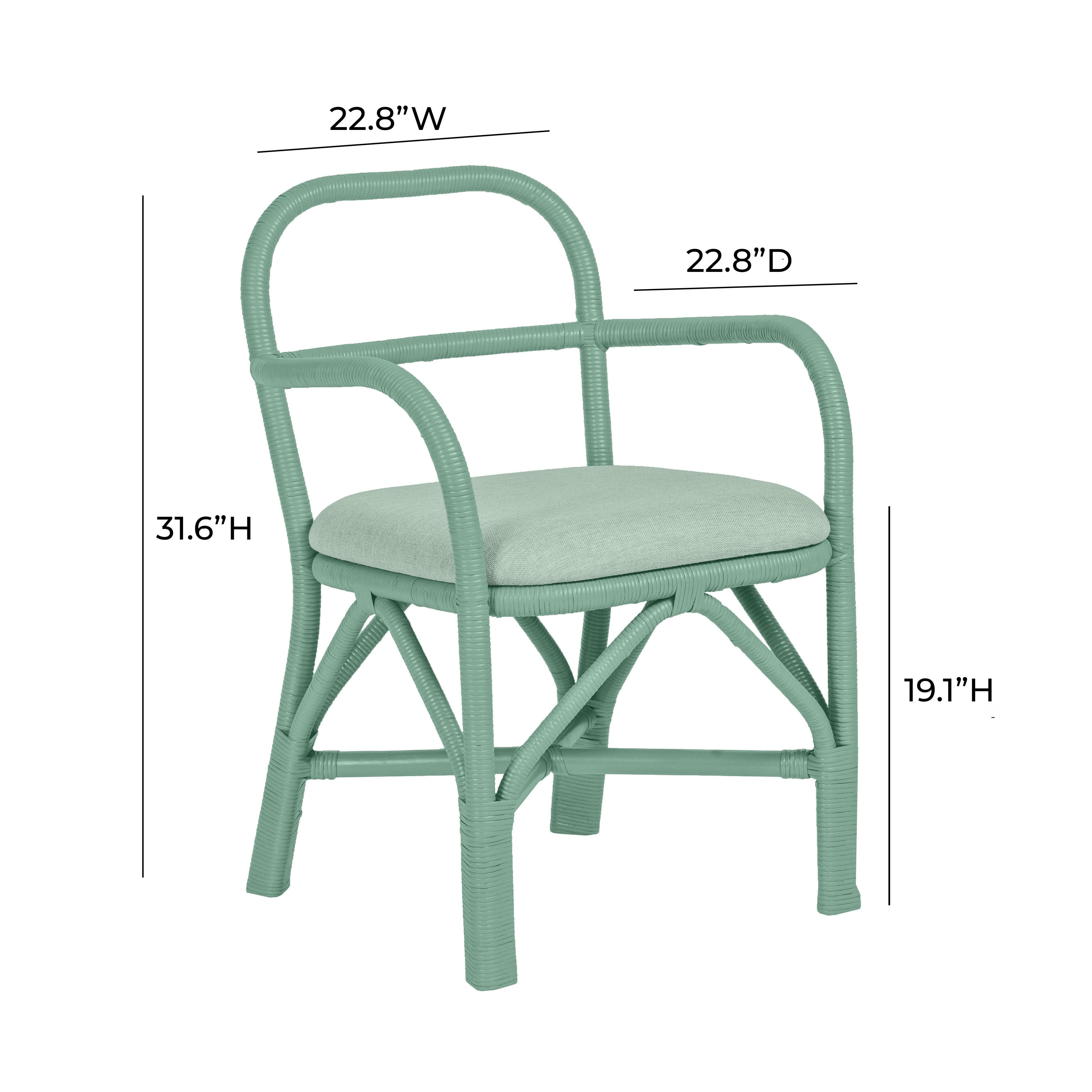 Ginny Green Rattan Dining Chair - Image 6