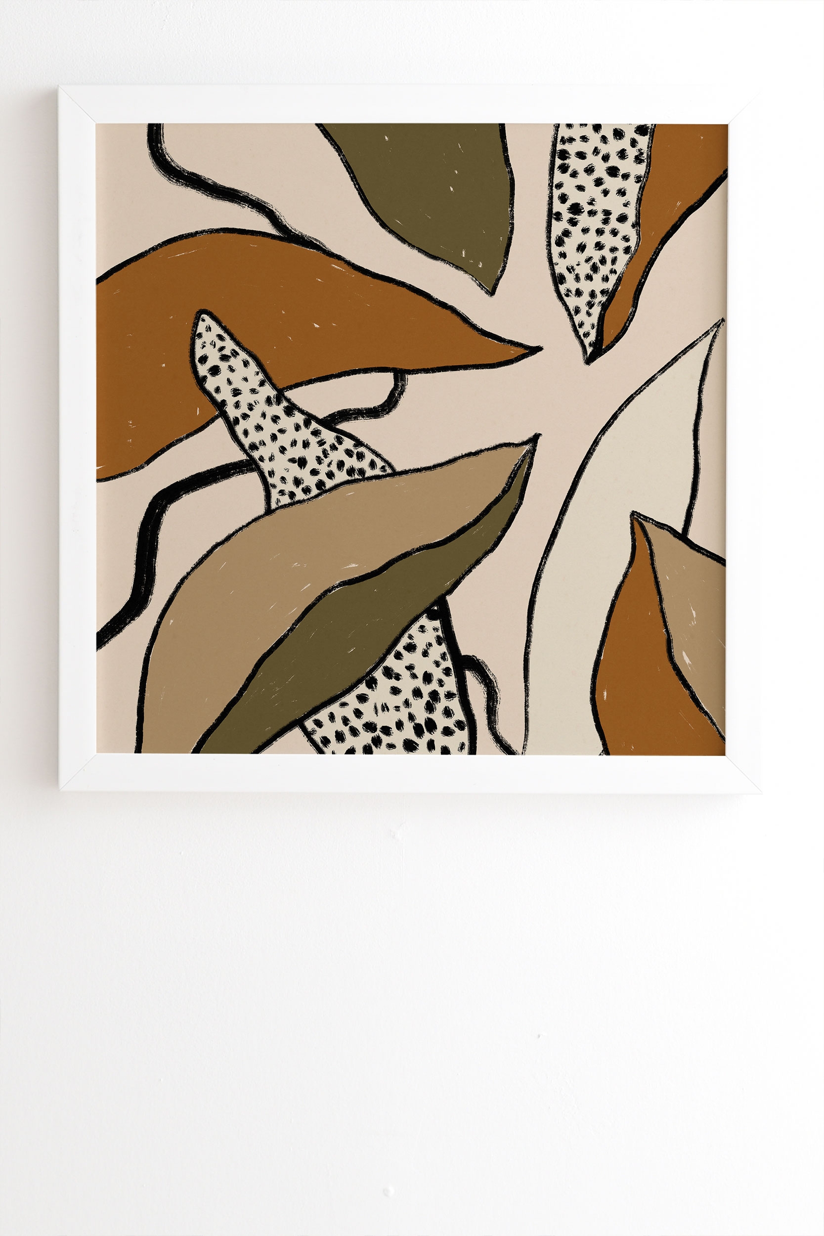 Patterned Tropical Leaves by Alisa Galitsyna - Framed Wall Art Basic White 20" x 20" - Image 1