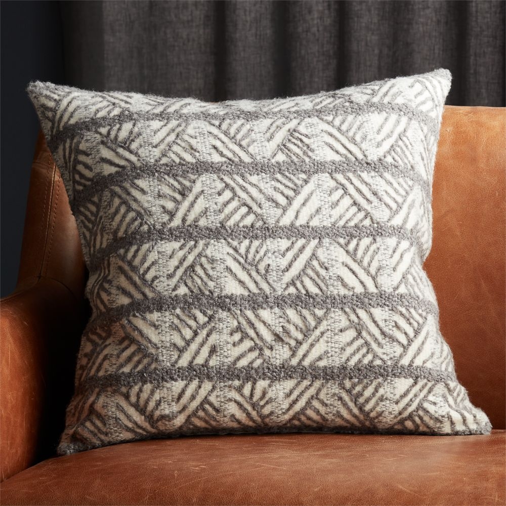20" Tilda Dark Grey/White Chevron Pillow with Down-Alternative Insert - Image 0