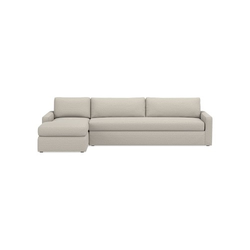 Ghent Square Arm Slipcovered Left 2-Piece L-Shape Sofa with Chaise, Standard Cushion, Perennials Performance Chnl Wv Ivory - Image 0