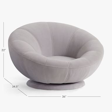 Performance Everyday Velvet Gray Groovy Swivel Chair, In Home Delivery - Image 5