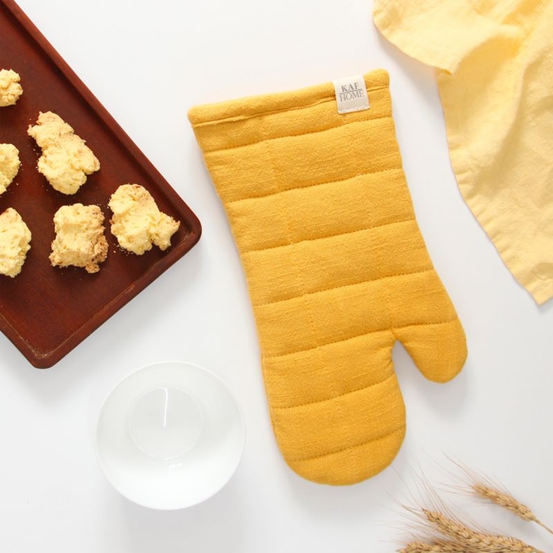 Monaco Ocher Quilted Cotton Oven Mitt, Set of 2 - Image 1