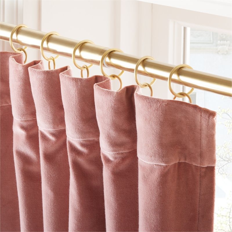 Smoked Mauve Organic Cotton Velvet Window Curtain Panel 48"x108'' - Image 1