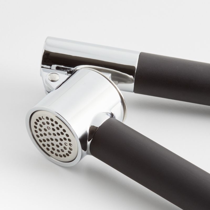 Crate & Barrel Black Soft-Touch Garlic Press - Image 2