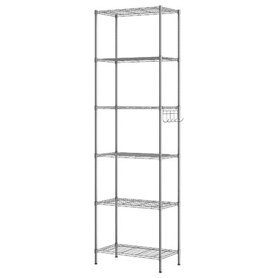 6-Tier Wire Shelving Storage Organizer Rack Adjustable Height With 4 Hooks - Image 0