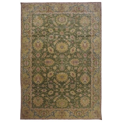 One-of-a-Kind Kaiden Hand-Knotted Peshawar Green/Brown 10'2" x 13'11" Wool Area Rug - Image 0