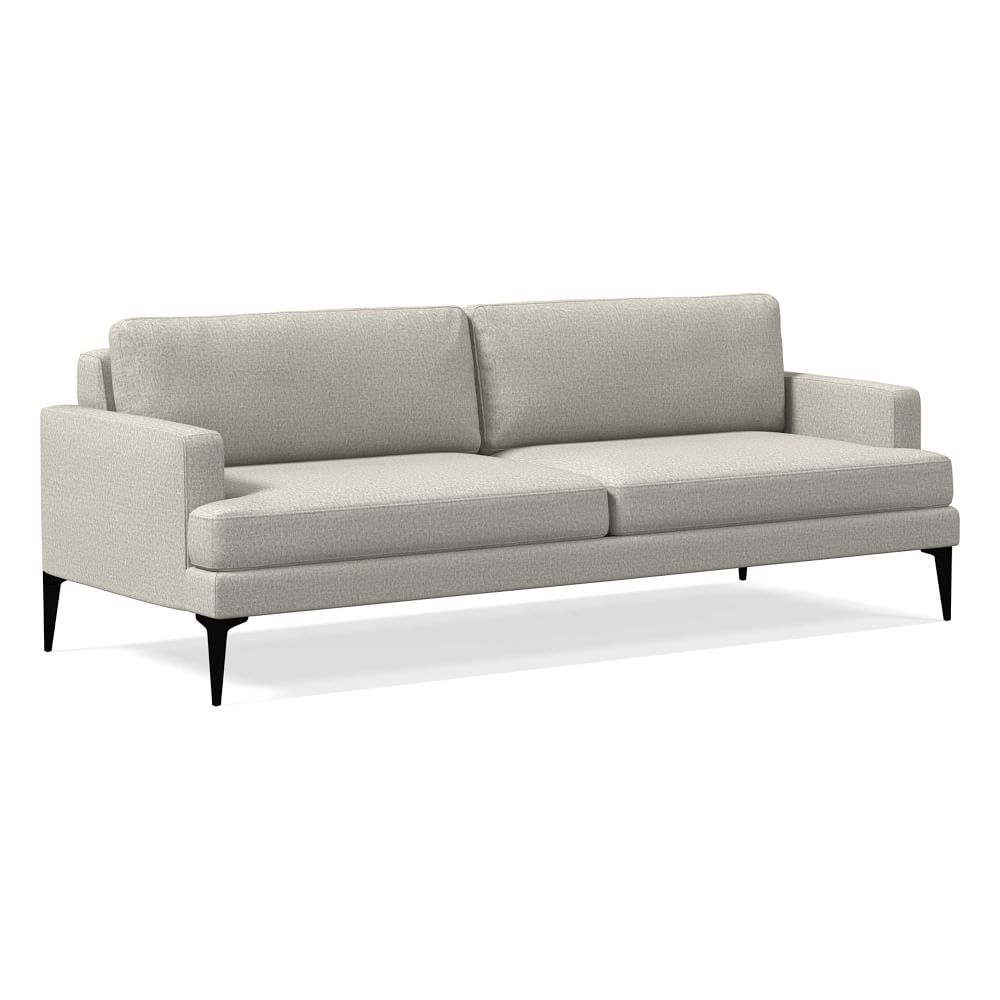 Andes 86" Multi-Seat Sofa, Petite Depth, Twill, Dove, Dark Pewter - Image 0