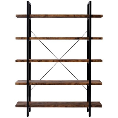 O'Toole Maziarz Bookcase with Rustic Wood and Metal Frame - Image 0