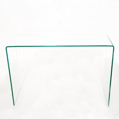 Cjyglass Console Table, Transparent Tempered Glass Console Table With Rounded Edges Desks, Sofa Table - Image 0