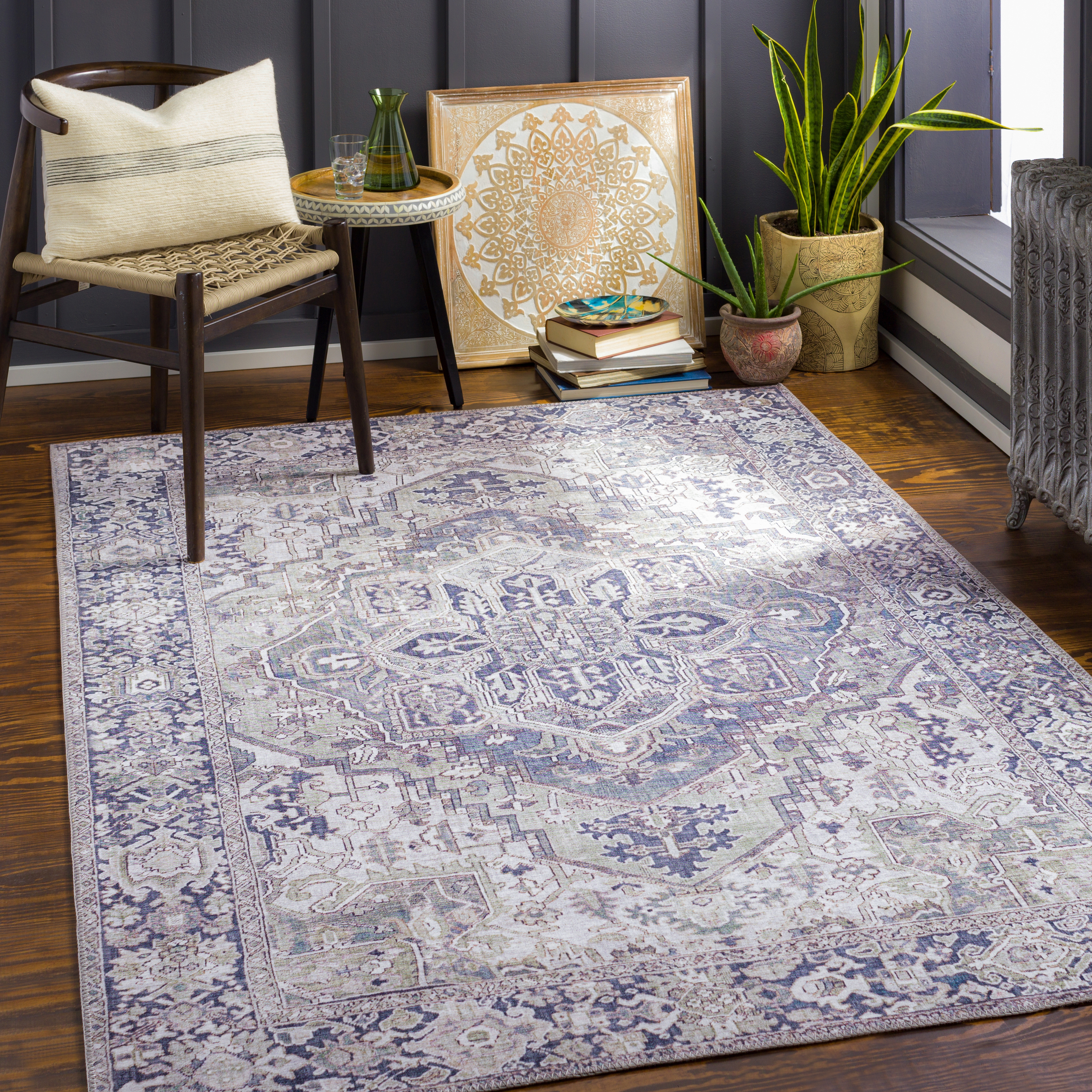Iris Gray Indoor 8'10" x 12' Machine Woven Rug - Image 1
