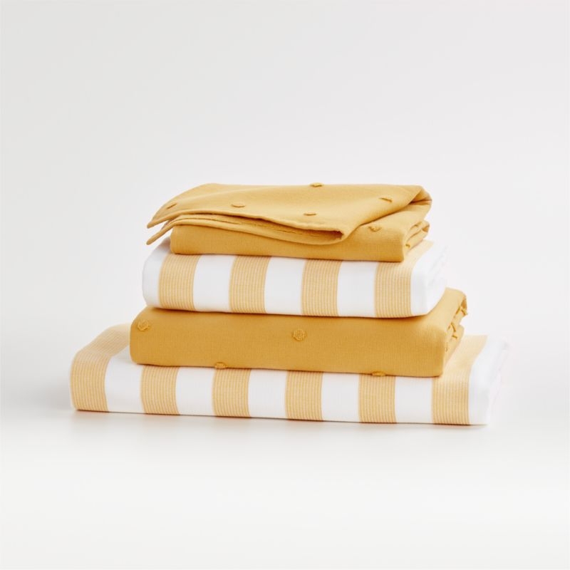 Yellow Striped with Tassles Organic Kids Hooded Towel - Image 3