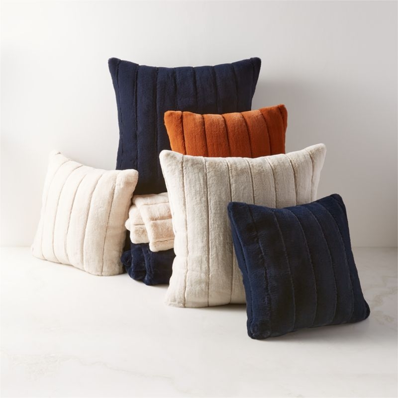 Channel Off-White Faux Fur Throw Pillow Cover 23"x23" - Image 2