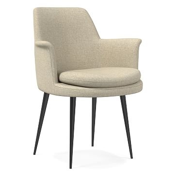 Finley Wing Dining Chair, Performance Coastal Linen, Oatmeal, Gunmetal - Image 0