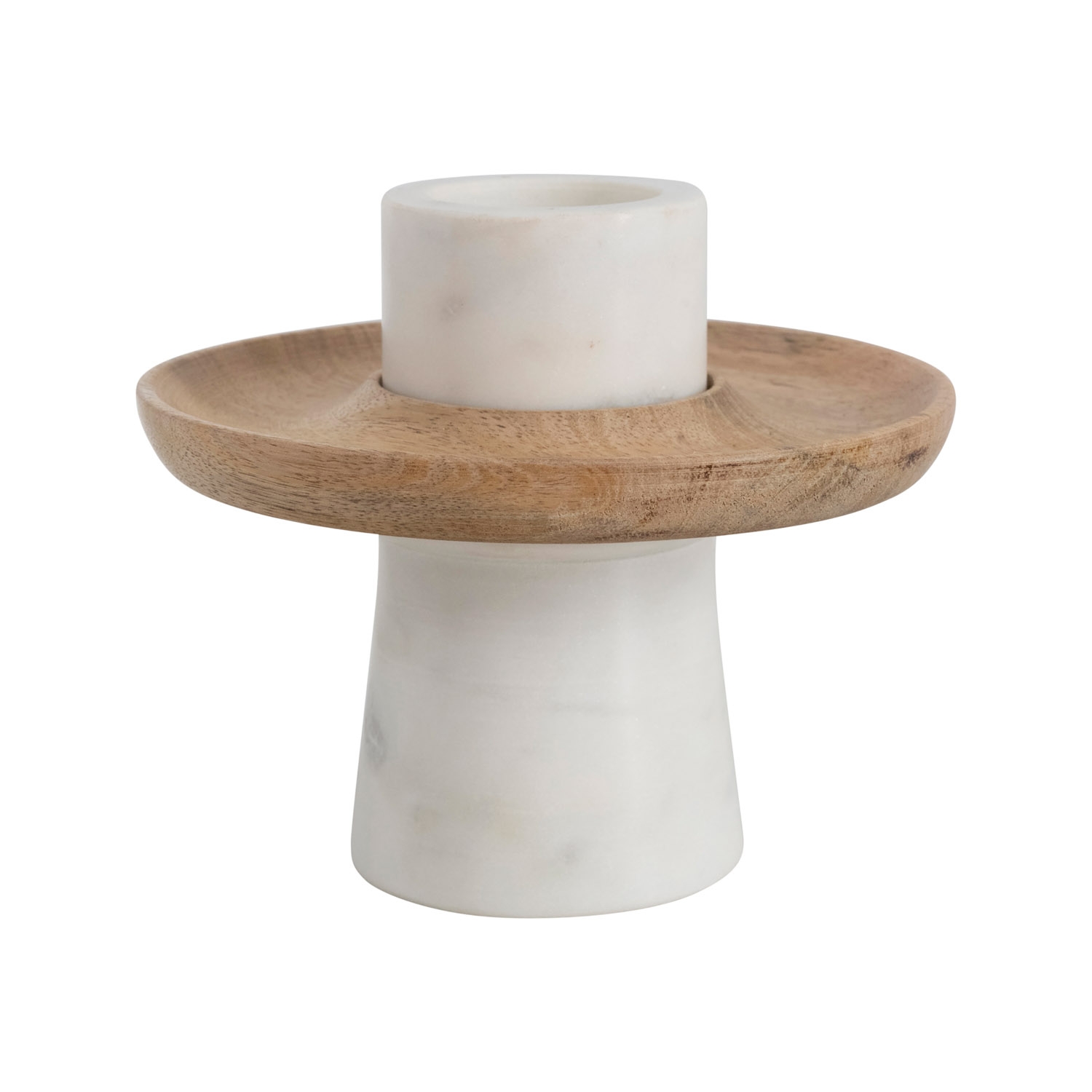 Mango wood tray with white marble stand - Image 0