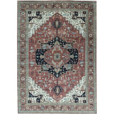 Bakshahesh Oriental Hand-Knotted 9.9' x 13.11' Wool Red/Red Area Rug - Image 0