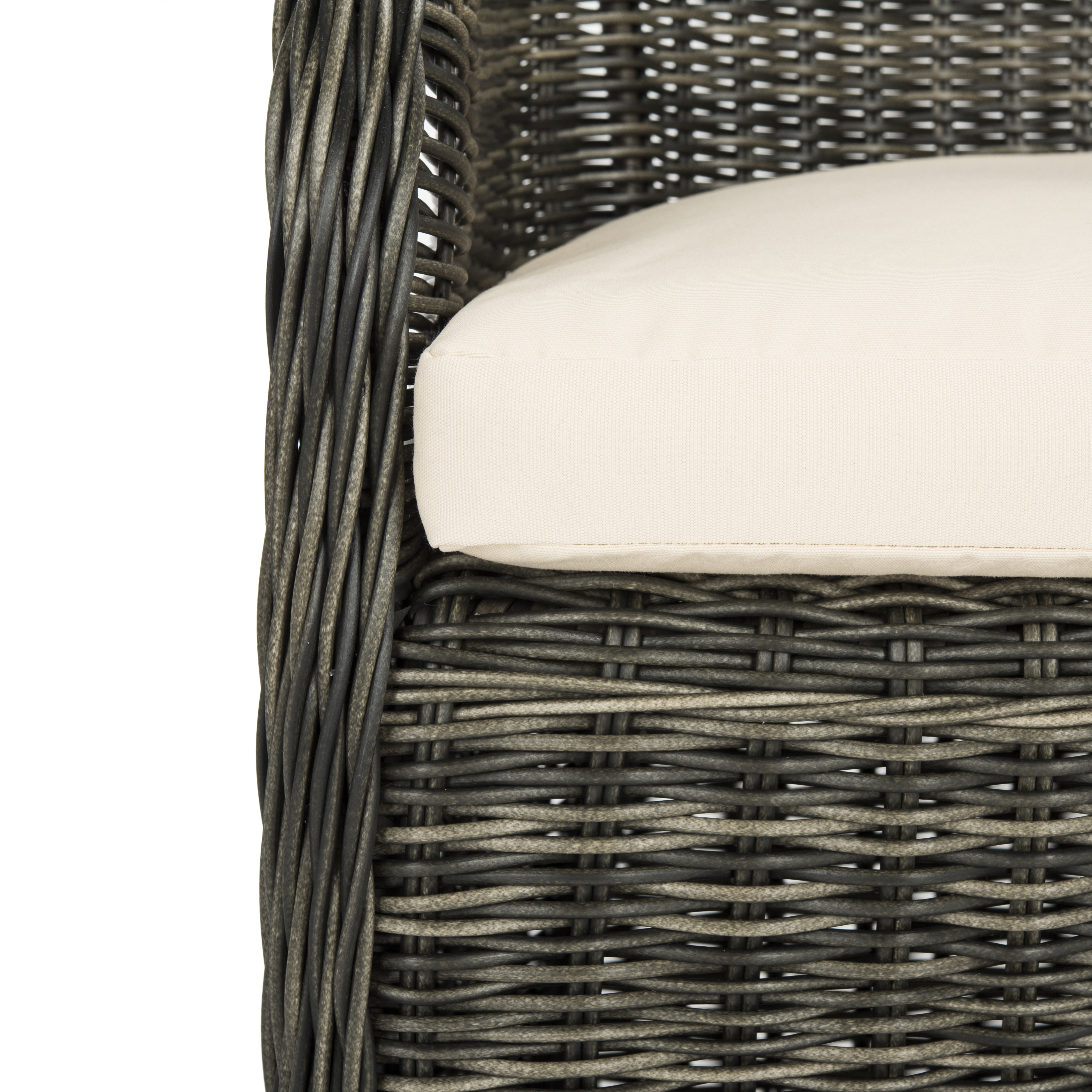 Newton Wicker Arm Chair With Cushion - Grey/Beige - Arlo Home - Image 6