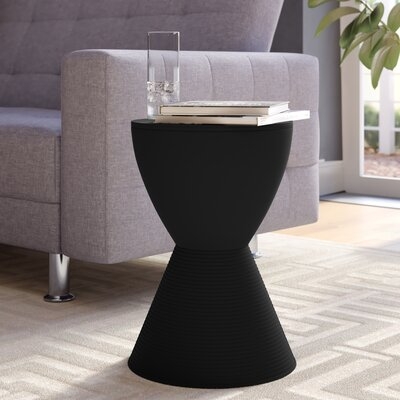 Osceola Tray Top Drum End Table with Storage, Black - Image 0