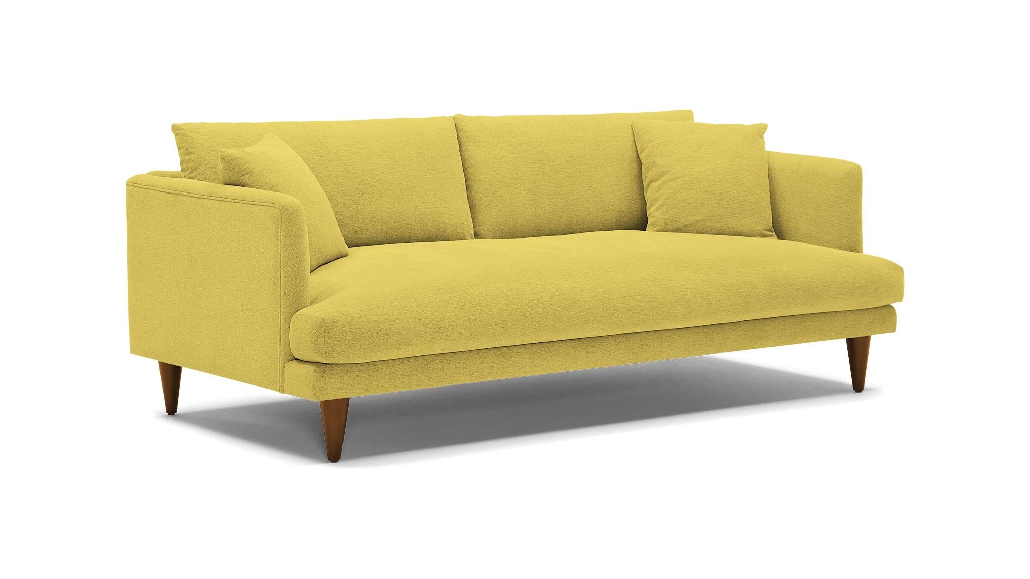 Yellow Lewis Mid Century Modern Sofa - Taylor Golden - Mocha - Cone - Image 1