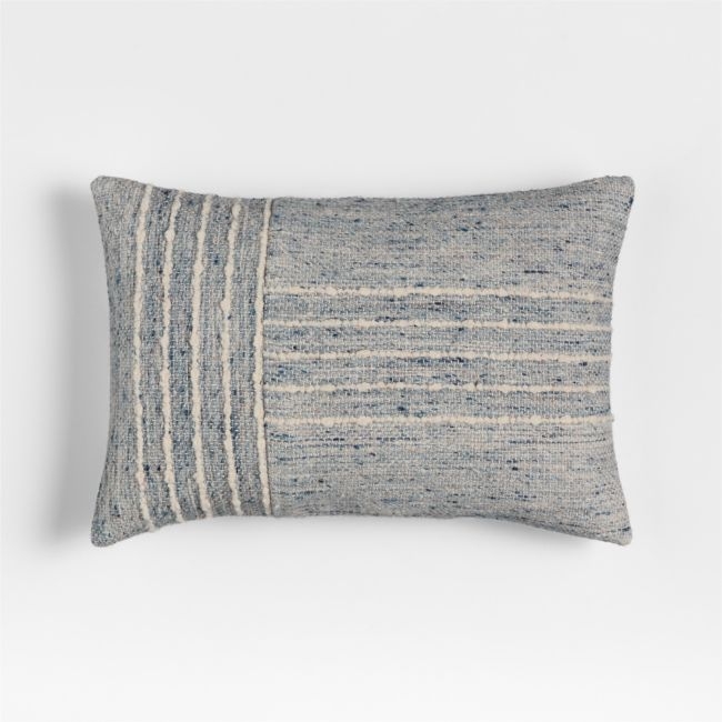 Bozeman Wool Blend 24"x16" Deep Indigo Throw Pillow with Feather Insert - Image 0