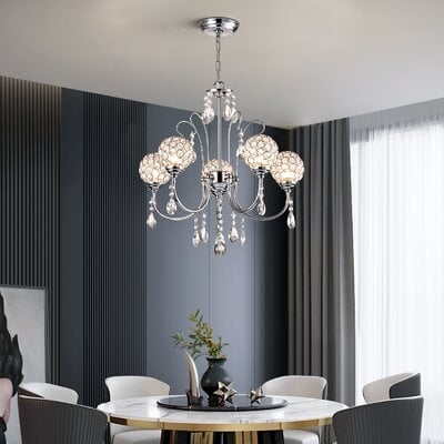 Tristen 5 - Light Candle Style Classic / Traditional Chandelier with Crystal Accents - Image 0