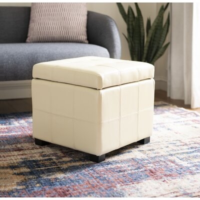 Graysie 18.3" Wide Faux Leather Tufted Square Ottoman with Storage - Image 0