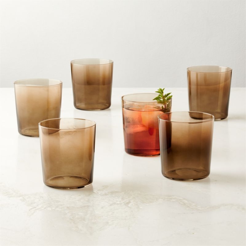 Marta Ombre Amber Double Old-Fashioned Glasses Set of 6 by Azeeza - Image 1