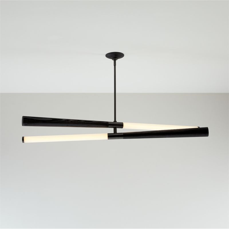 Colt Linear LED Wood Black Chandelier Light - Image 4