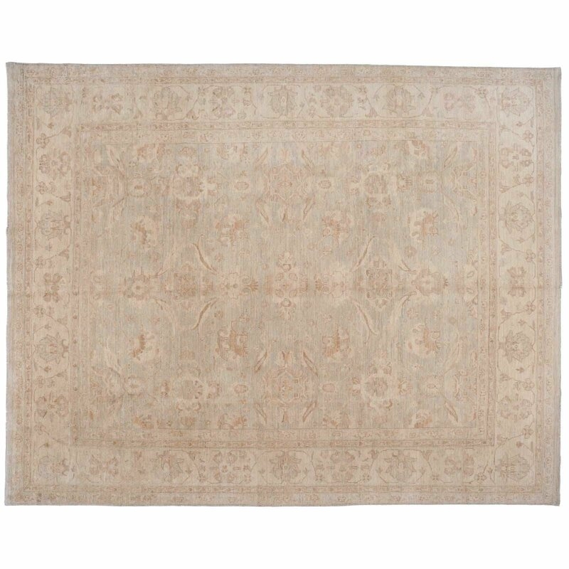 Aga John Oriental Rugs One-of-a-Kind Hand-Knotted Beige/Light Green 8' x 10' Wool Area Rug - Image 0