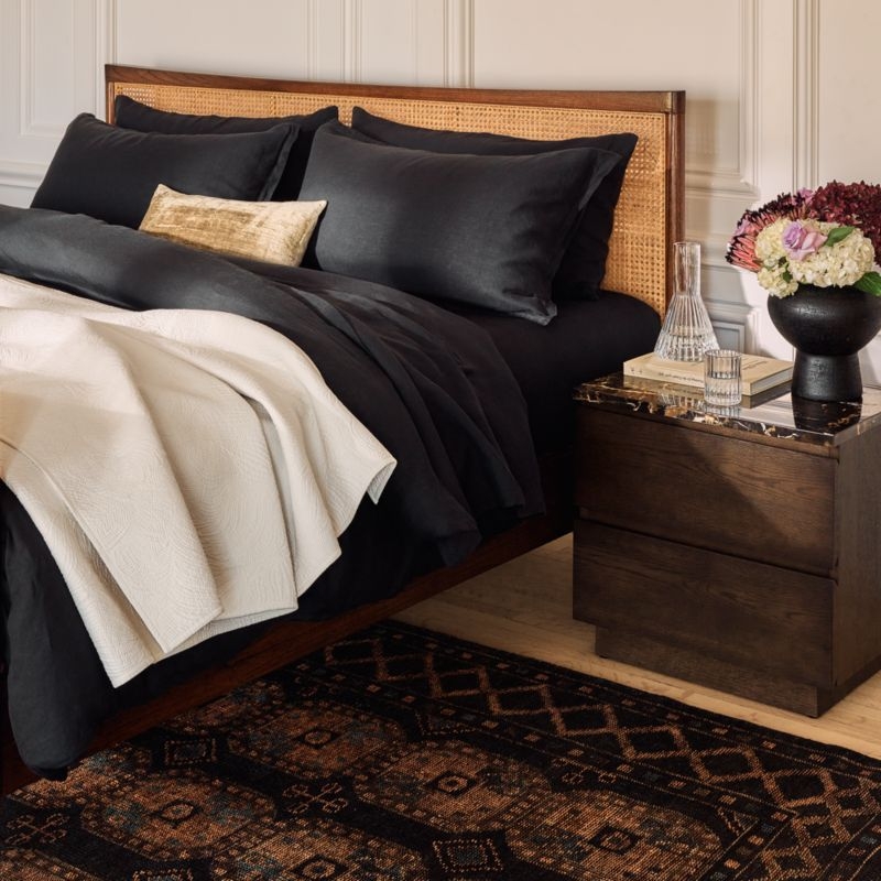 EUROPEAN FLAX-Certified Linen Black Standard Pillow Shams Set of 2 - Image 2