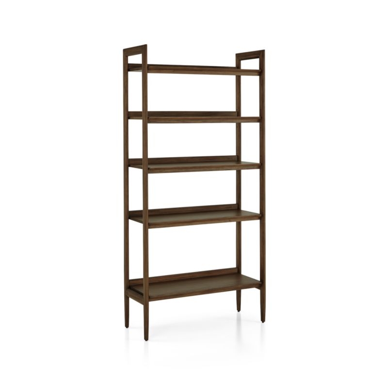 Tate Walnut Wide Storage Bookshelf - Image 4