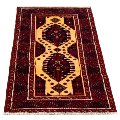 One-of-a-Kind Hand-Knotted New Age Rizbaft Red/Brown 3'3" x 6'5" Wool Area Rug - Image 0