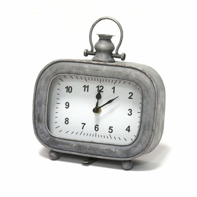 Country Analog Metal Mechanical Tabletop Clock in Gray - Image 0