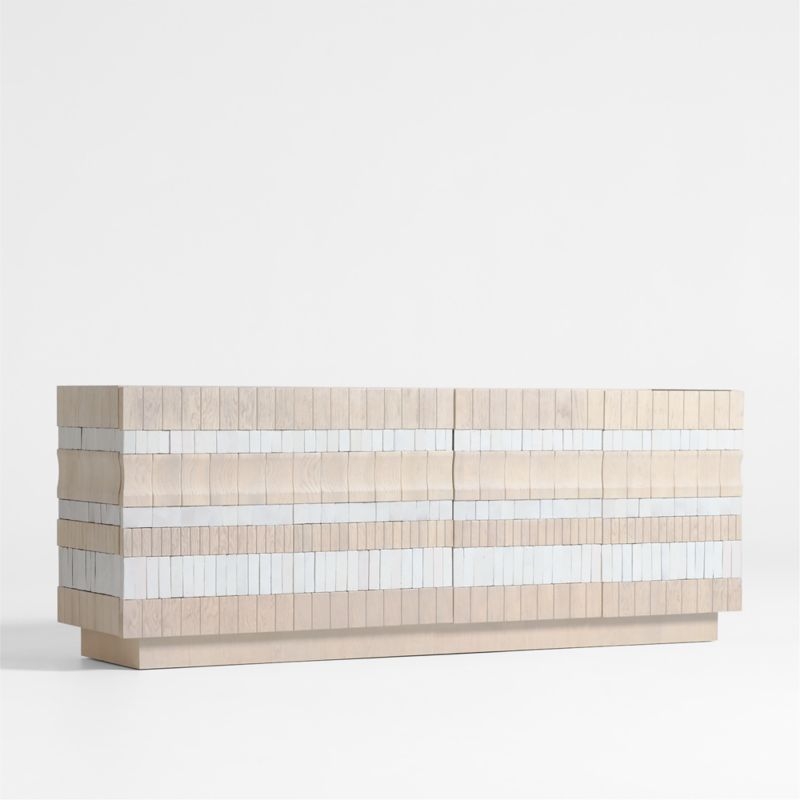Beachcomber 80" Natural Oak Wood and White Tile Media Console by Brigette Romanek - Image 7
