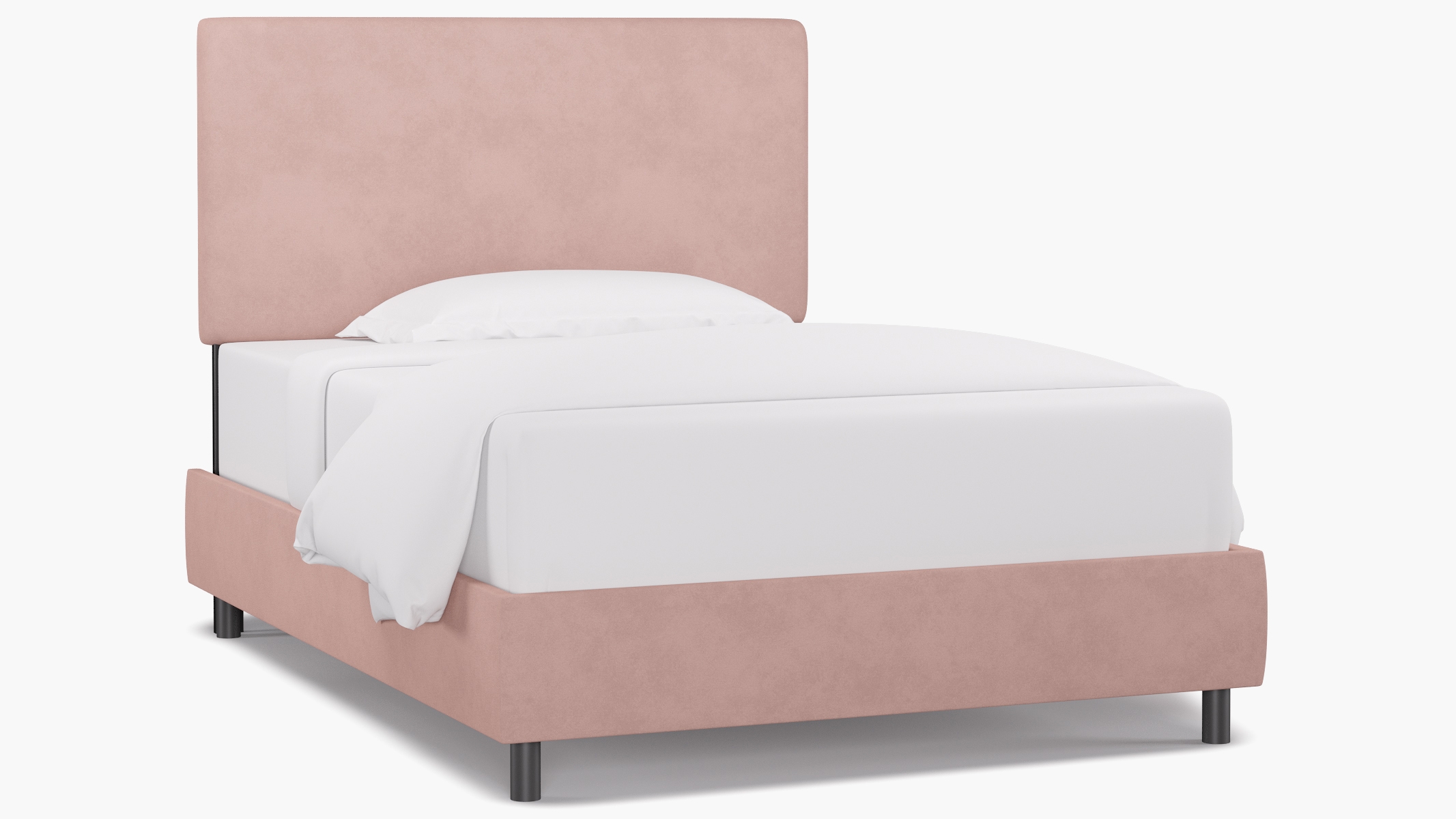 Square Back Bed, Blush Classic Velvet, Full - Image 1