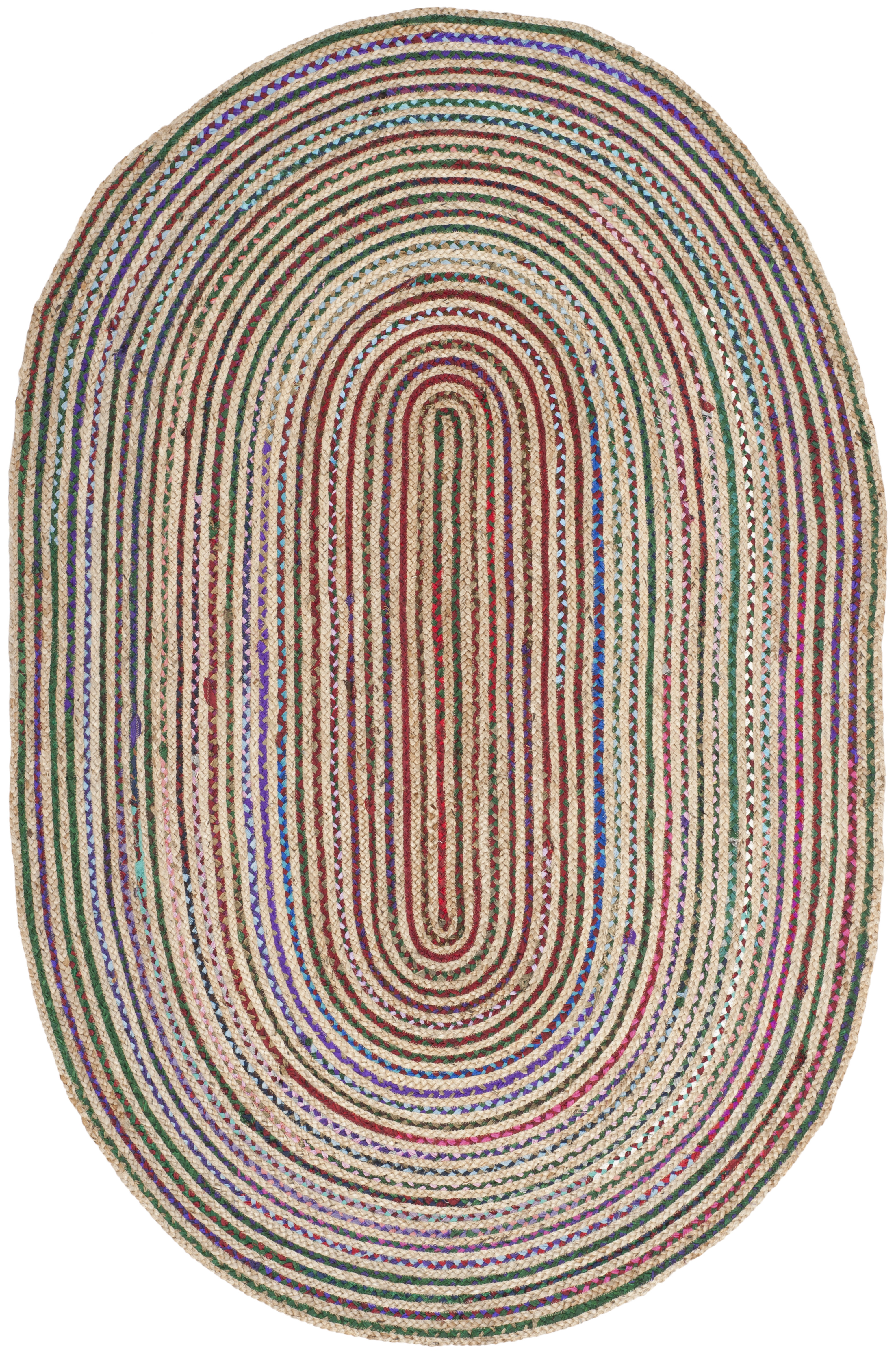 Arlo Home Hand Woven Area Rug, CAP251A, Natural/Multi,  5' X 8' Oval - Image 0