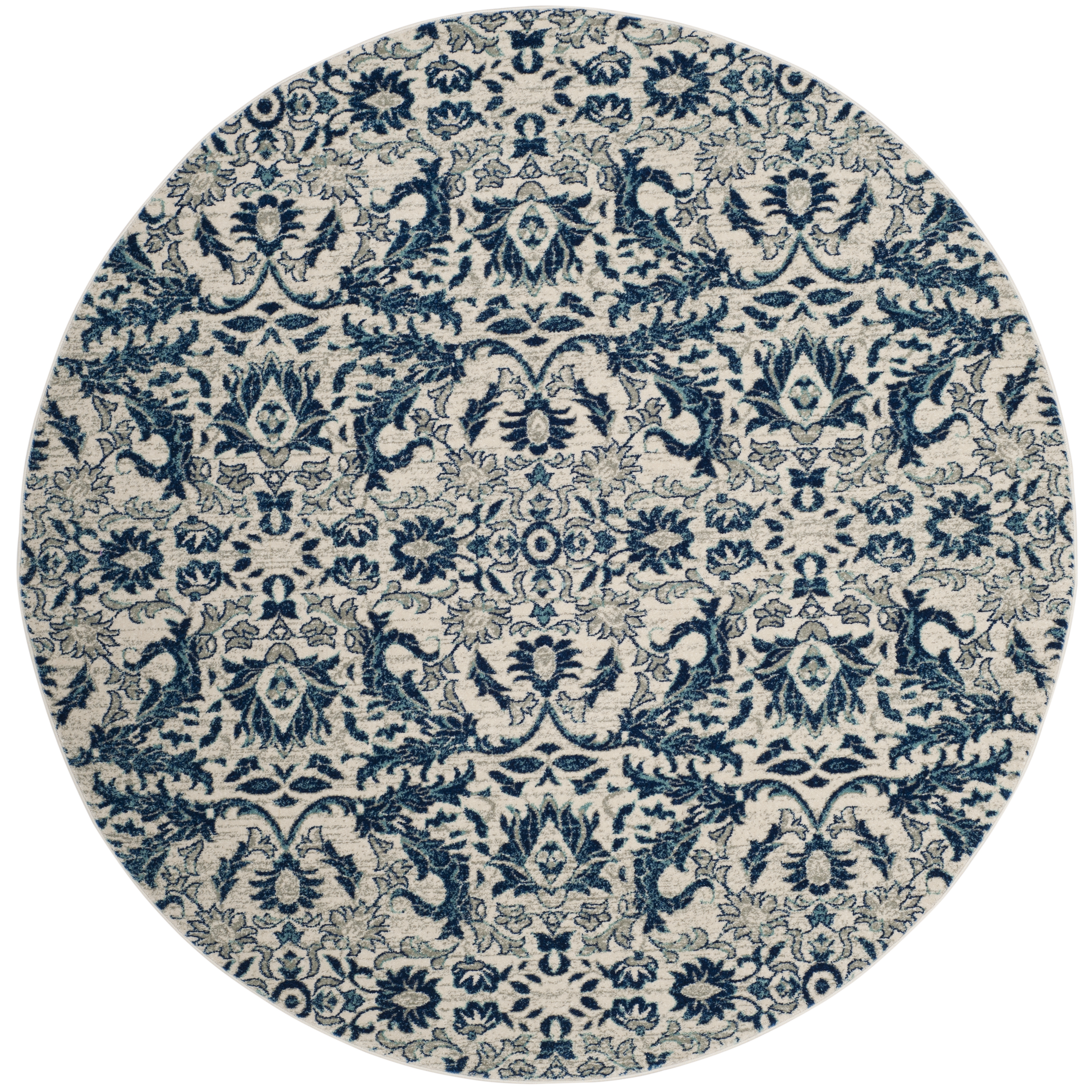 Arlo Home Woven Area Rug, EVK238C, Ivory/Blue,  6' 7" X 6' 7" Round - Image 0