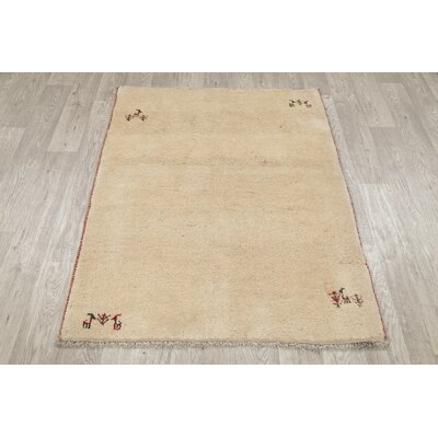 One-of-a-Kind Shena Hand-Knotted New Age Burgundy 3'8'' x 4'7'' Wool Area Rug - Image 0