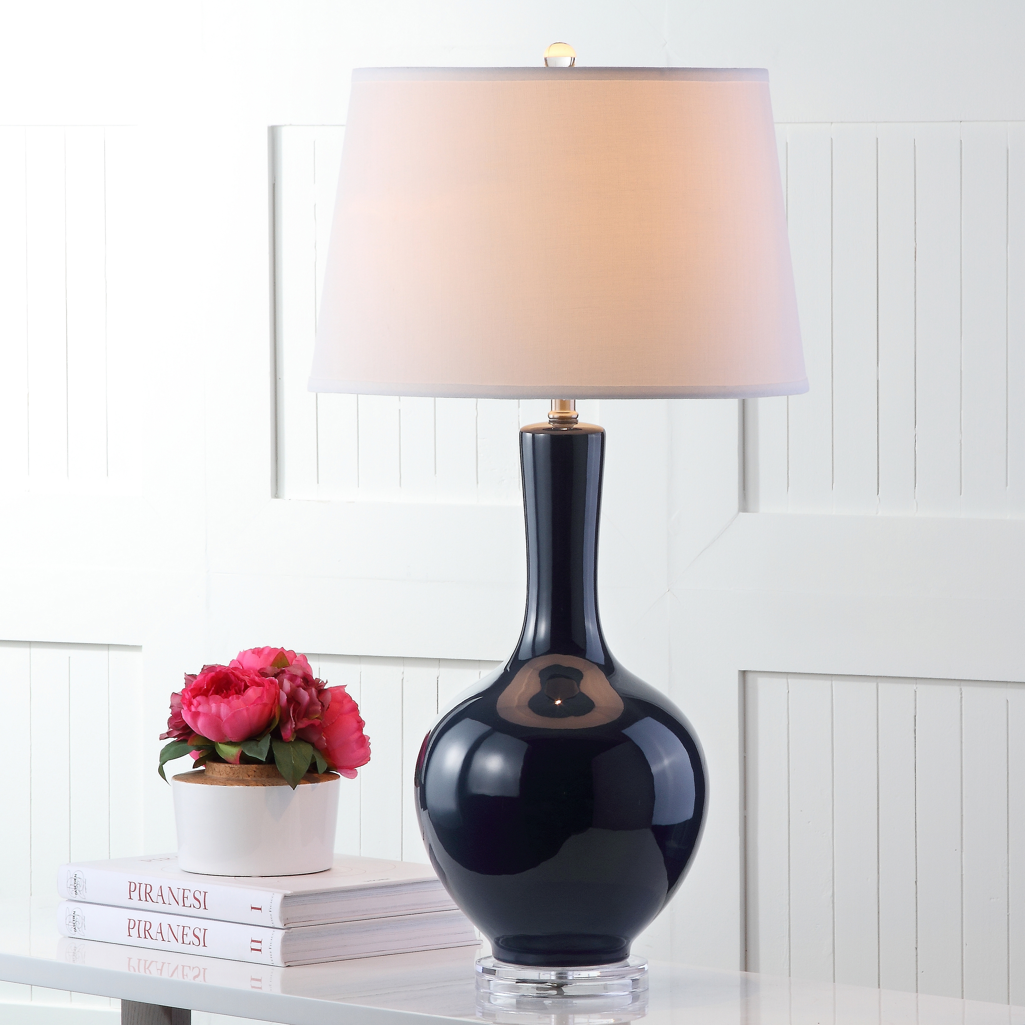 Blanche 32-Inch H Gourd Table Lamp - Navy - Safavieh - Image 5