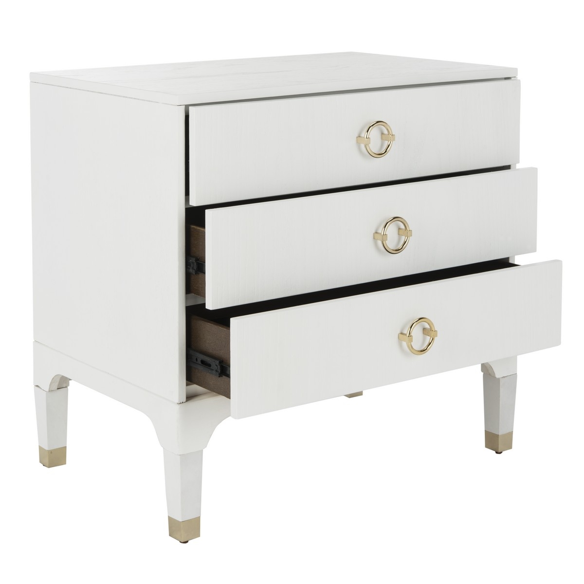 Lorna 3-Drawer Contemporary Night Stand, White - Image 2