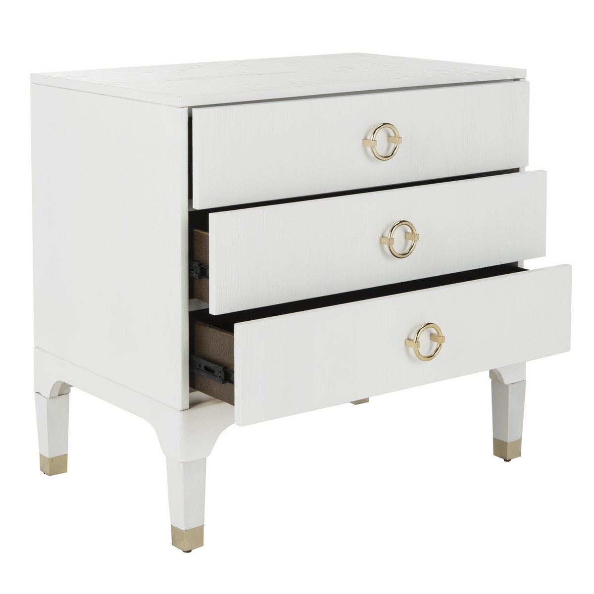 Lorna 3 Drawer Contemporary Nightstand - White - Arlo Home - Image 2