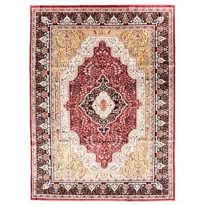 One-of-a-Kind Havenner Hand-Knotted New Age 7'10" x 10'5" Silk Area Rug in Burgundy/Beige - Image 0