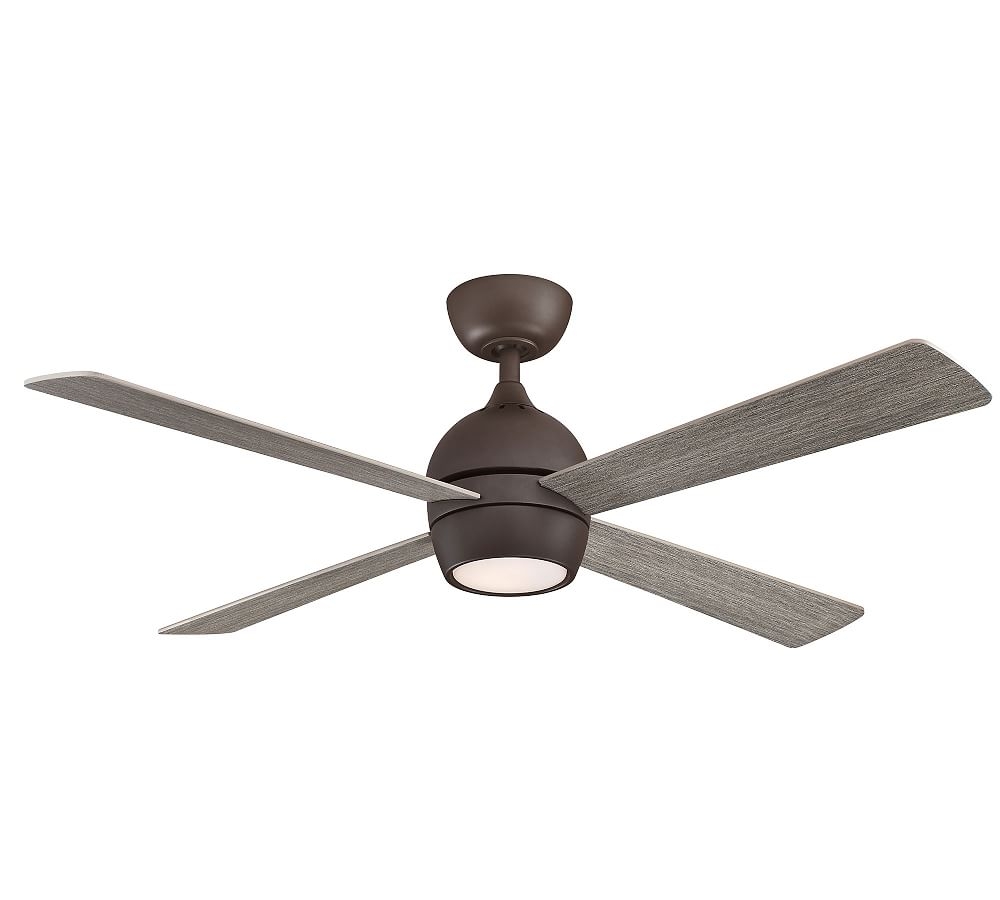 52" Kwad Ceiling Fan, Matte Greige With Weathered Wood Blades - Image 0