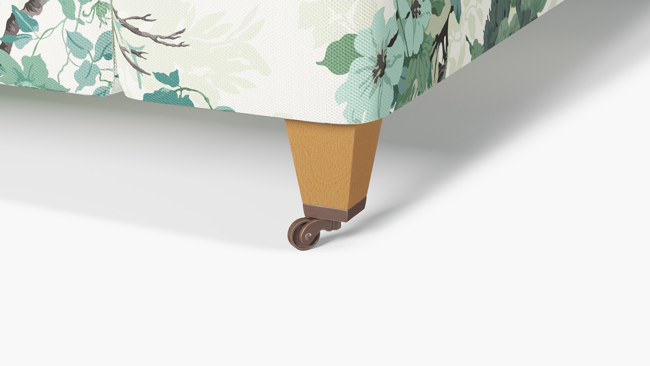 Classic Sofa, Jade Peacock Park, Natural with Antique Brass Caster - Image 6