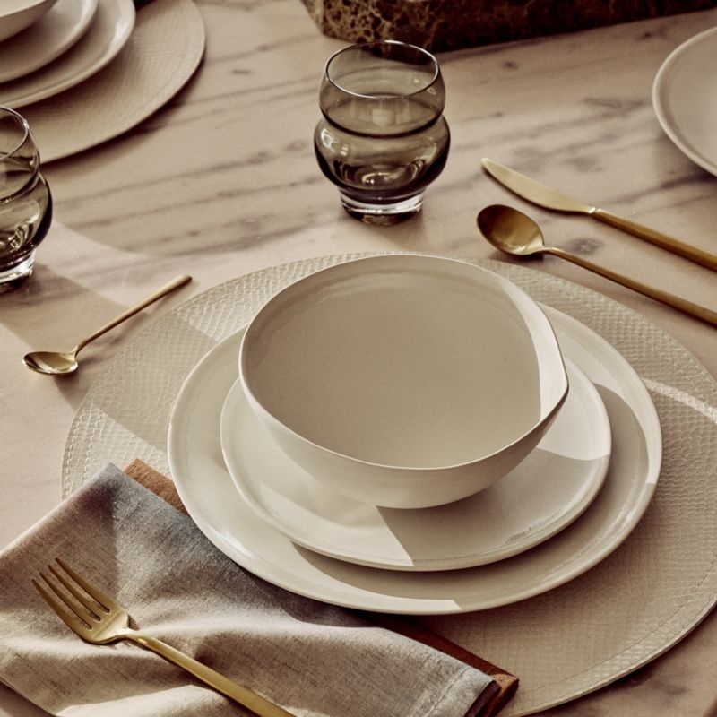 Hyacinth White Salad Plates with Reactive Glaze Set of 6 - Image 5