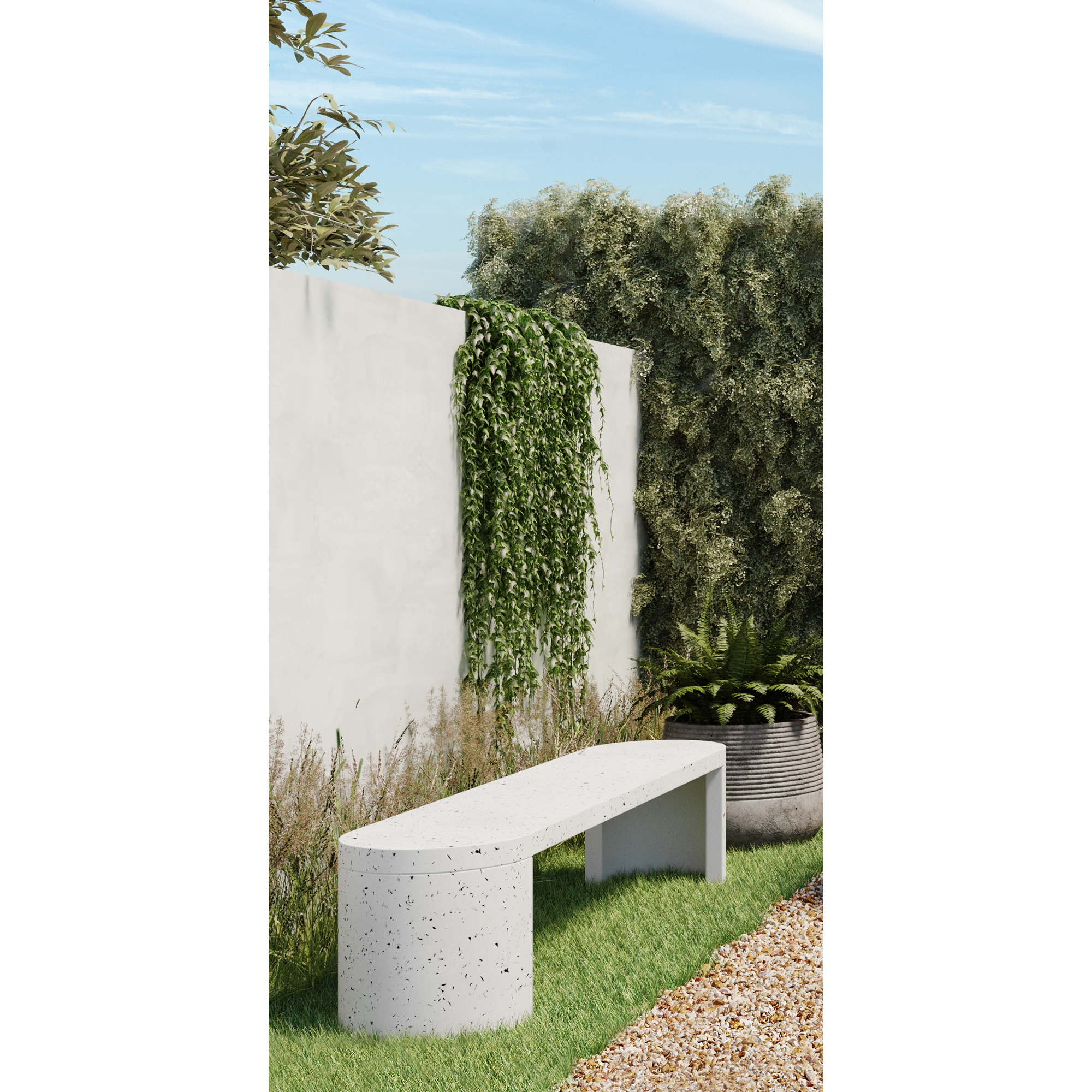 Lyon Outdoor Bench Light Grey - Image 8