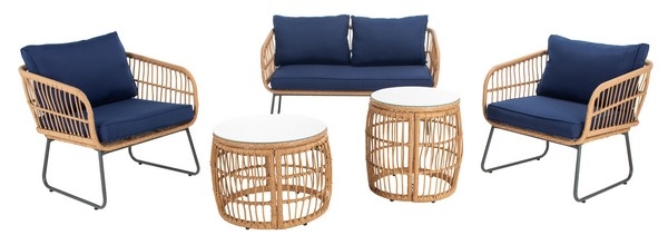 Venta 5 Pc Living Set - Natural/Navy - Safavieh - Image 0
