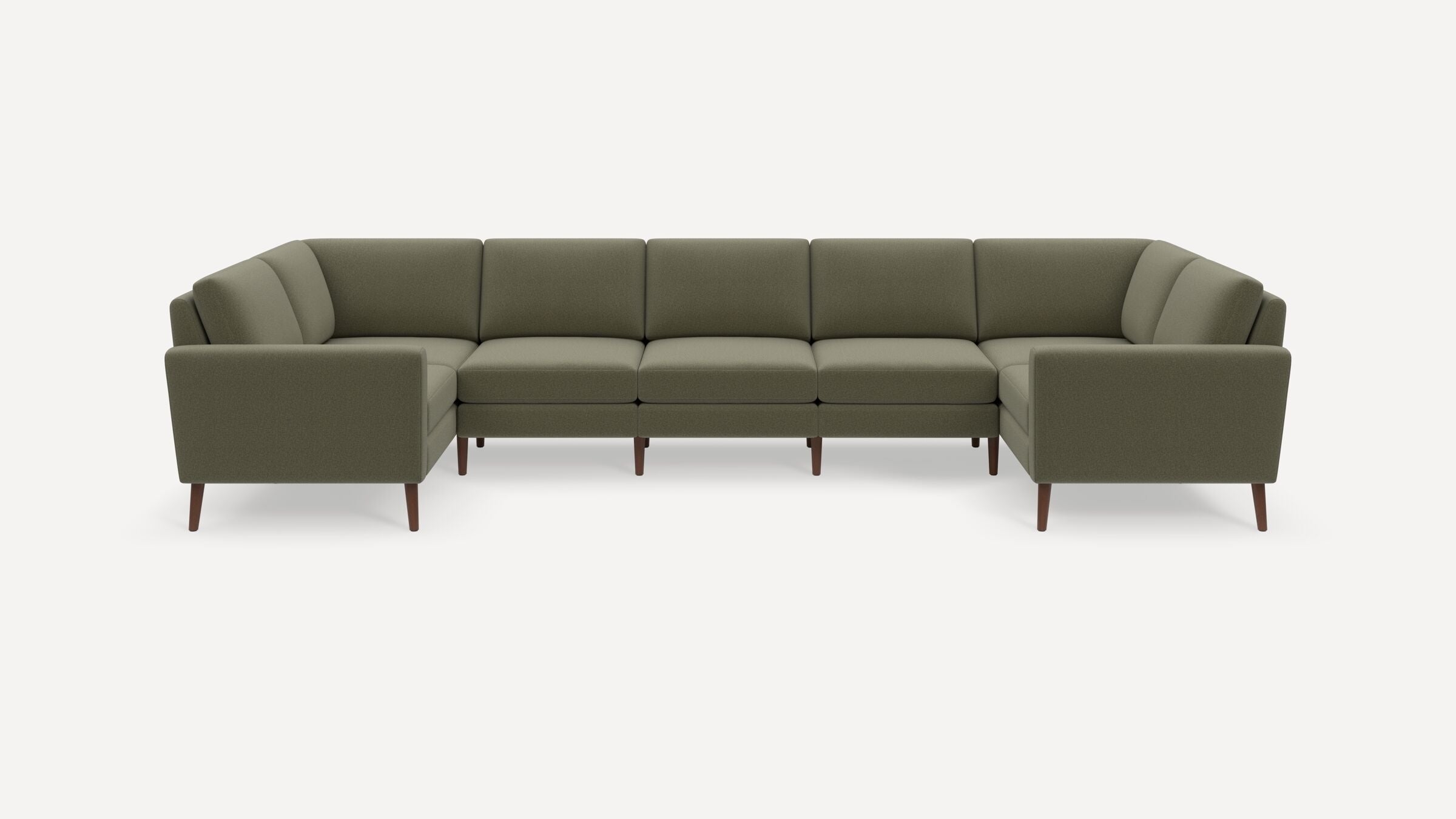 Nomad 7-Seat U Sectional - Moss Green - Performance Flatweave / Walnut - Wood / Block - Image 0