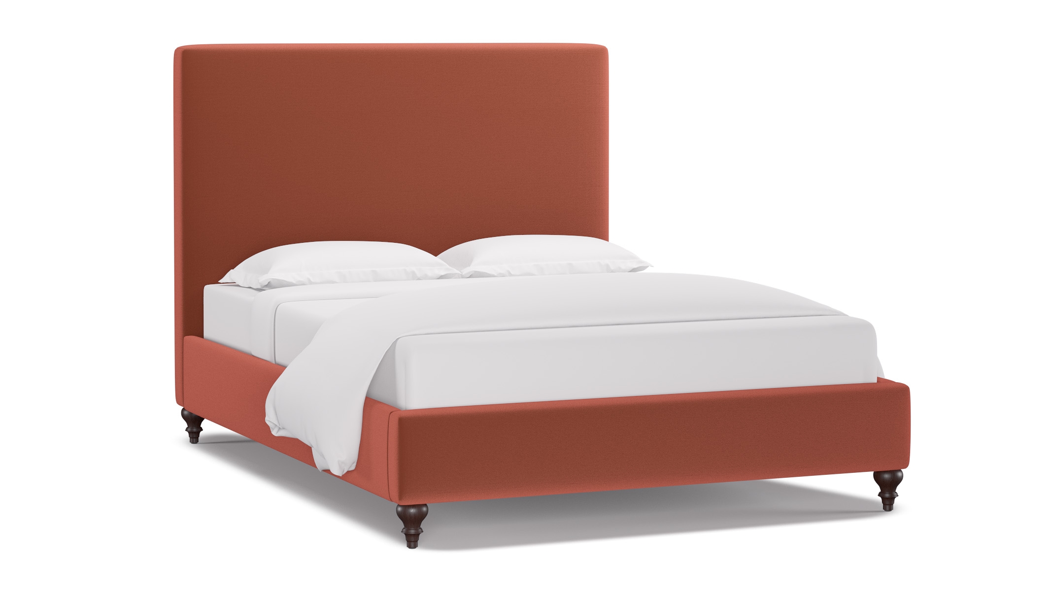 Classic Bed, Terracotta Performance Velvet, Espresso Traditional Turned Leg, Twin - Image 1