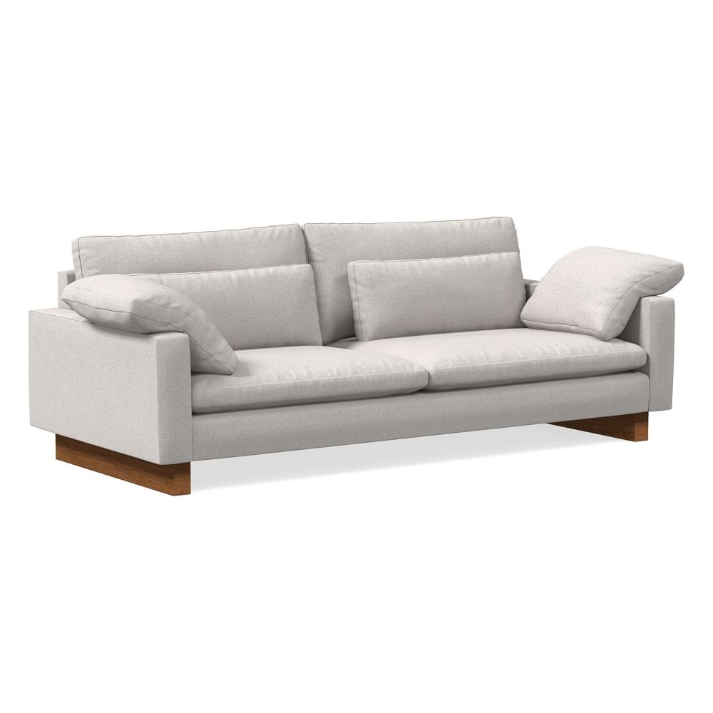 Harmony 92" Multi-Seat Sofa, Standard Depth, Performance Coastal Linen, Dove, Dark Walnut - Image 0
